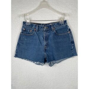 Levis 560 Vintage High Waisted Cutoff Denim Shorts Medium Wash Blue Womens 8 /28